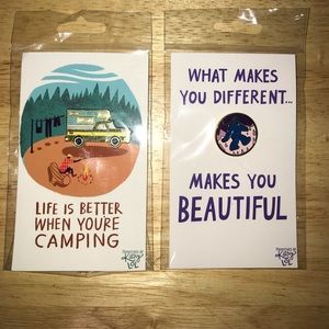 New set of 2 enamel pins in packages.